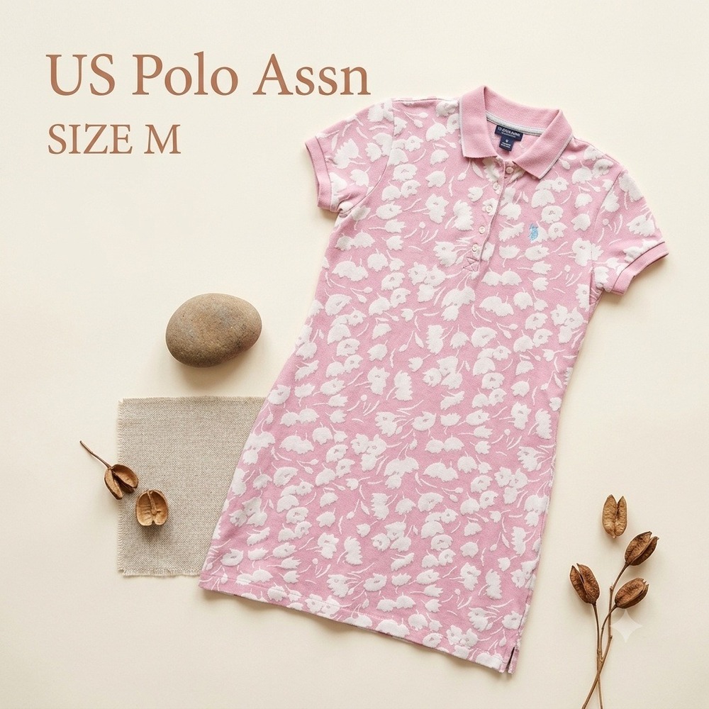 U.S. Polo Assn Vintage Floral Polo Dress Women M 90s